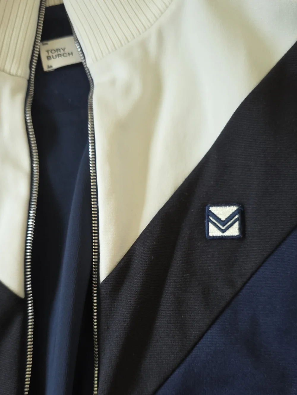 Tory Burch Navy, Black & White Colorblock Track Jacket